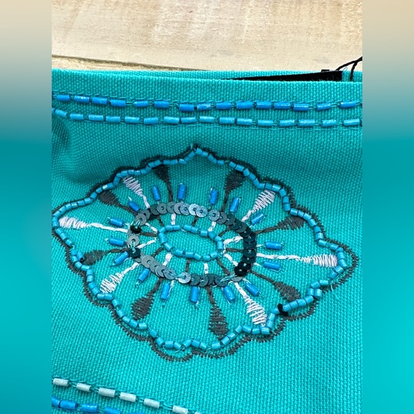 Zara beaded mini skirt high waisted turquoise nwt - Picture 8 of 11